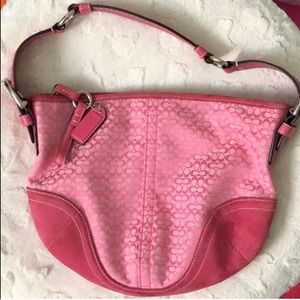 Coach pink leather and suede hobo bag